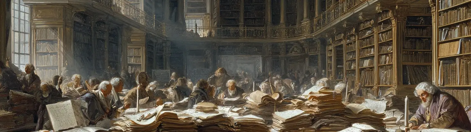 Scholars compiling articles for Enlightenment encyclopedias