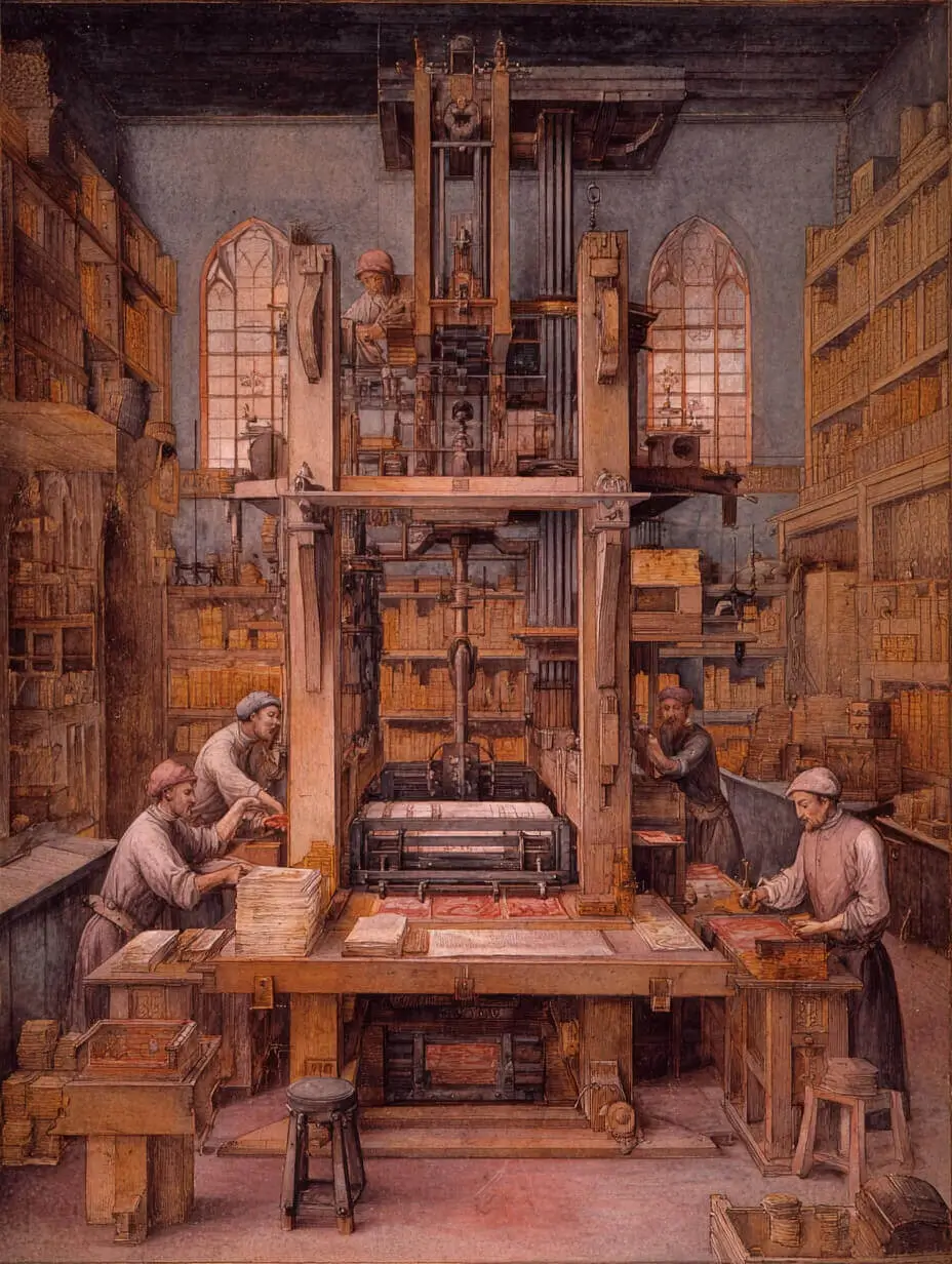 Johannes Gutenberg and movable type printing press