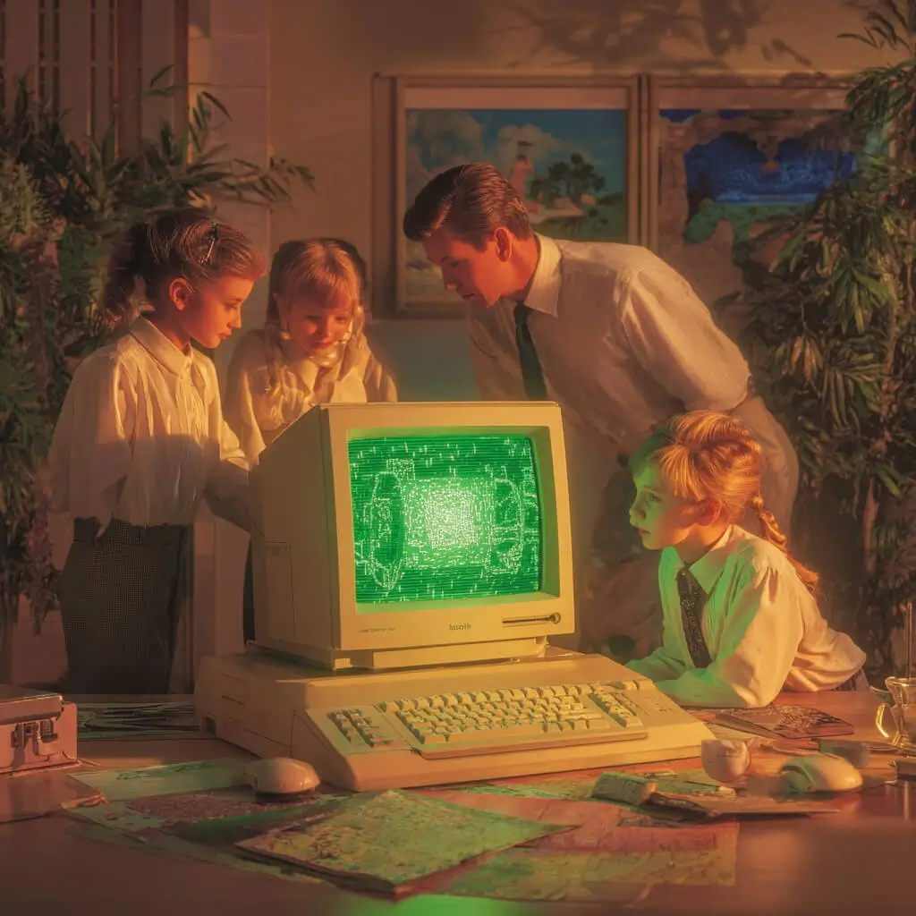 Home personal computer symbolizing technology democratization in the 1980s and 1990s