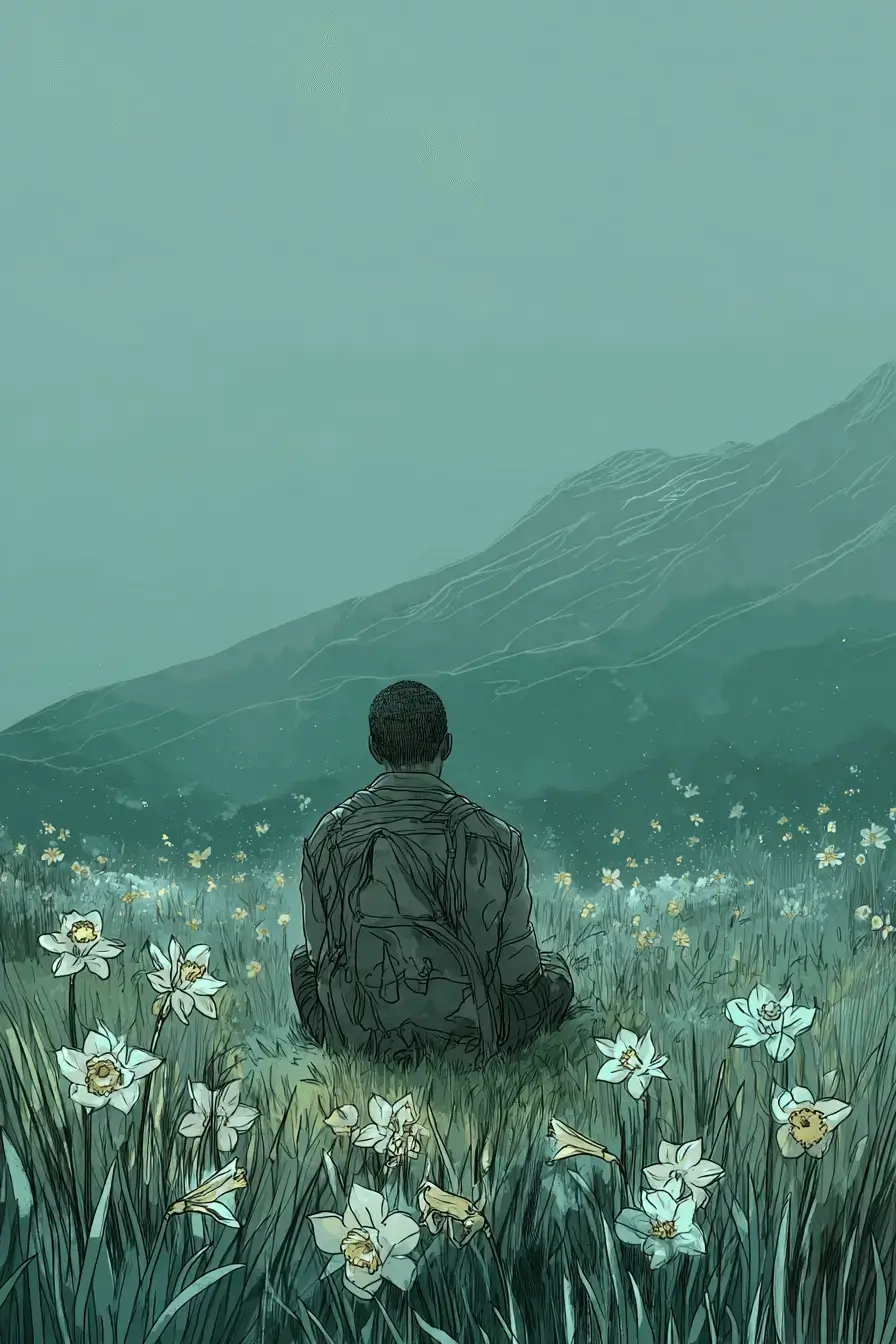 man look at landscape