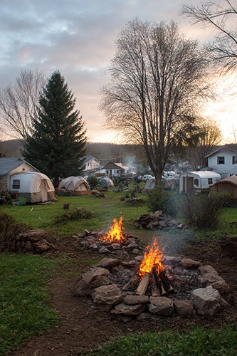 people are choosing to live together in intentional communities, ecovillages, and permanent campgrounds--redefining what it means to belong