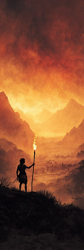 prehistoric cave paintings, ancient rock inscriptions, human figure painted on stone walls, primitive symbols, earthy tones, firelight illumination, textured rock surface, early human storytelling, archaeological atmosphere, highly detailed.
