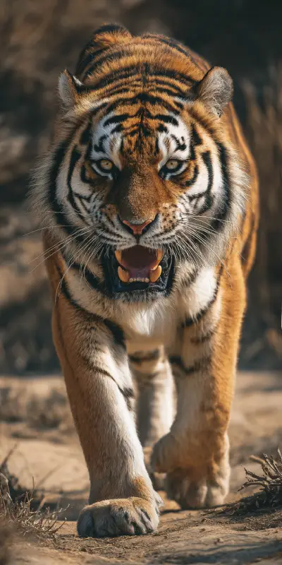 Tiger in Ranthambore's tourist zone at sunrise, shimmering golden light spilling across gently flowing crystal-clear waters.